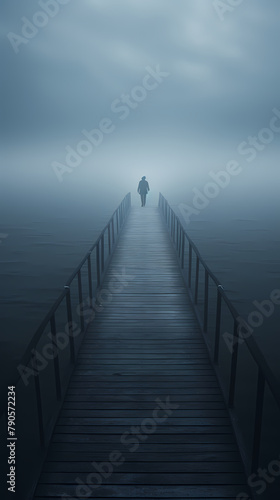 A lonely figure stands at the end of the endless pier