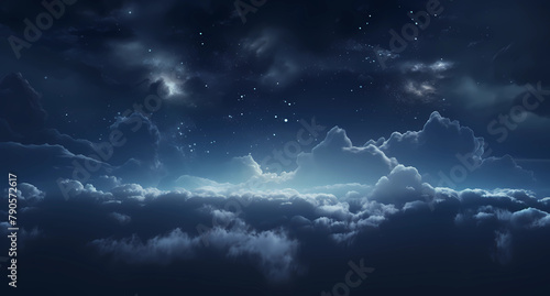 Dark night sky with clouds background