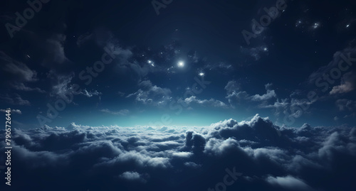 Dark night sky with clouds background