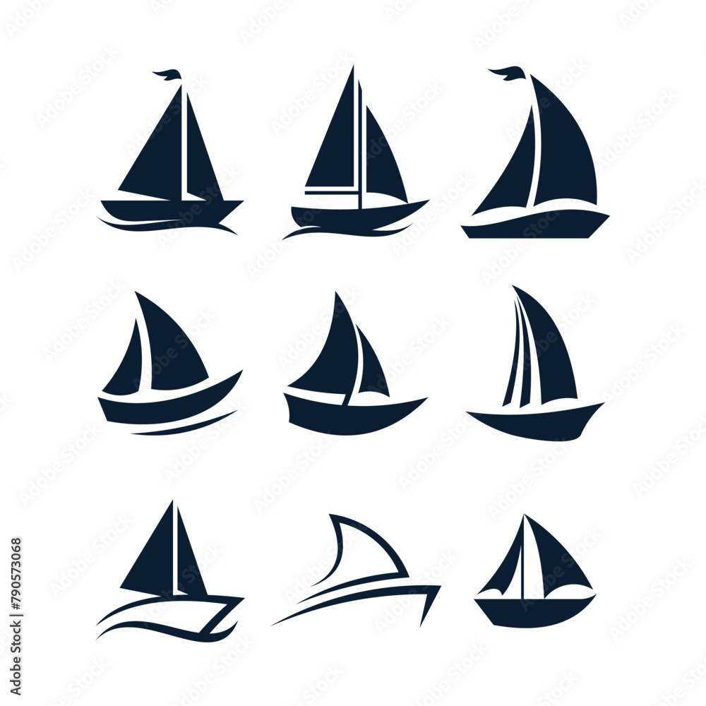 set of sailboat or sailing ship logo vector illustration template icon graphic design.