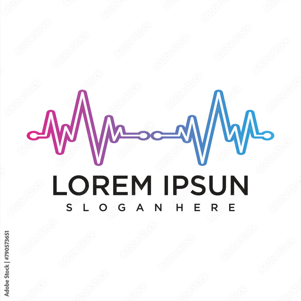 music player element. logo template electronic music, equalizer, store, DJ music, nightclub, disco. audio wave logo concept, multimedia technology themed, abstract shape