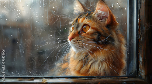 Precise Purrfection: Watercolor View of Cat Demonstrating Photorealistic Detail photo