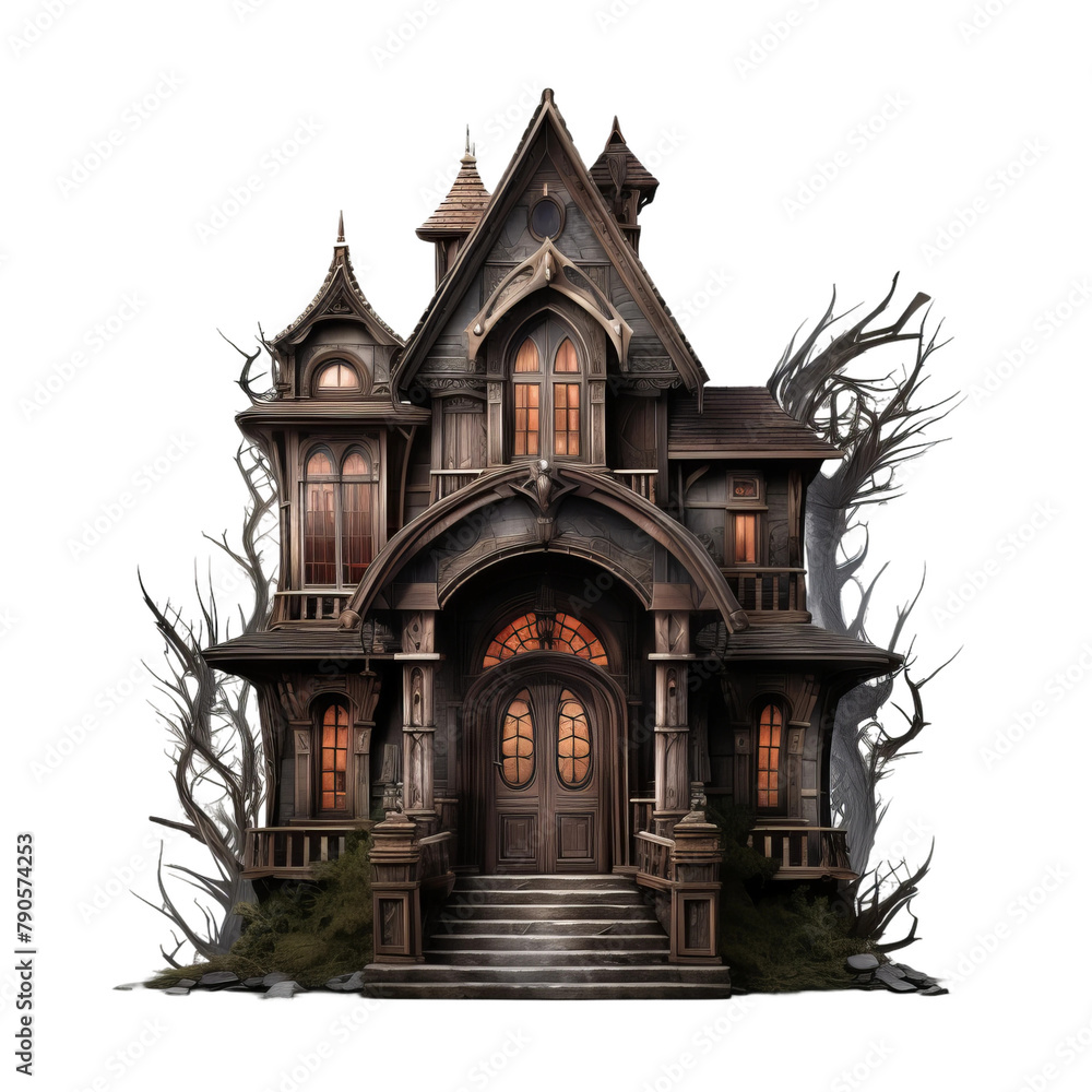 Beautiful And Amazing Haunted House Isolated On White Background Beautiful And Amazing Haunted House Isolated On White Background