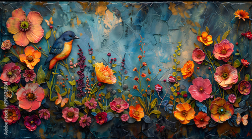 Decoupage Dreams: Watercolor Garden with Paper Cutouts for Lively Texture