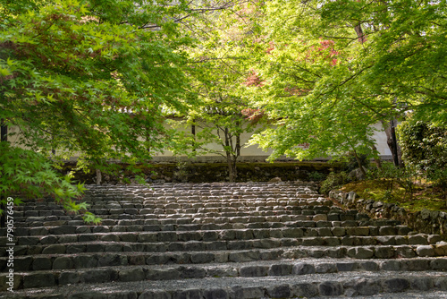 Obraz na płótnie Stone stairs approach to Nison-in temple in Kyoto, Japan w salonie