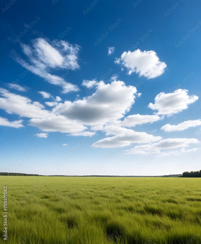  A wide open grassy field with a blue sky and wispy clouds above