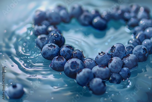 Wallpaper Mural blueberry in the shape of heart on water background, summer freshness concept, ripe forest berry wallpaper. Torontodigital.ca