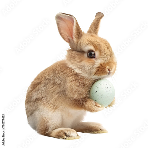 Cute Easter Bunny on isolated transparent background