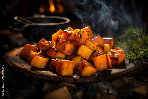 Roasted Butternut Squash, Butternut squash chunks roasted to perfection