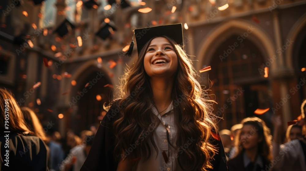 portrait of a girl student in college ceremony portrait of a girl student in college ceremony