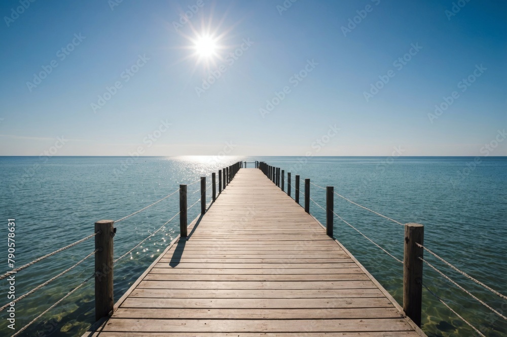 Empty jetty over sea at beach on sunny day Empty jetty over sea at beach on sunny day