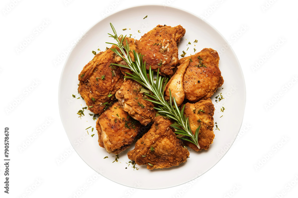 Crispy Herb and Garlic Fried Chicken Isolated On White Background Crispy Herb and Garlic Fried Chicken Isolated On White Background