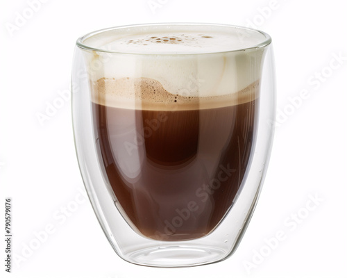 An Irish Coffee Varieties Elegantly Presented in Double-Walled Glass Against a Minimalist White Background