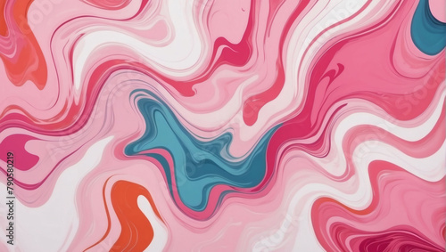 Red and pink colored marble background, modern fluid art illustration, original hand-drawn artwork, fresh colors.