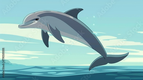 Uses a slowmotion video to capture a dolphin s graceful jump from the water  the soft gray of its body in perfect harmony with the elegant arc of its leap
