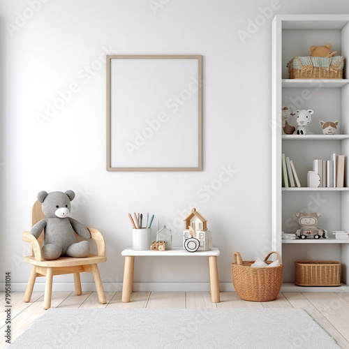 mockup white baby room with cute decors  photo