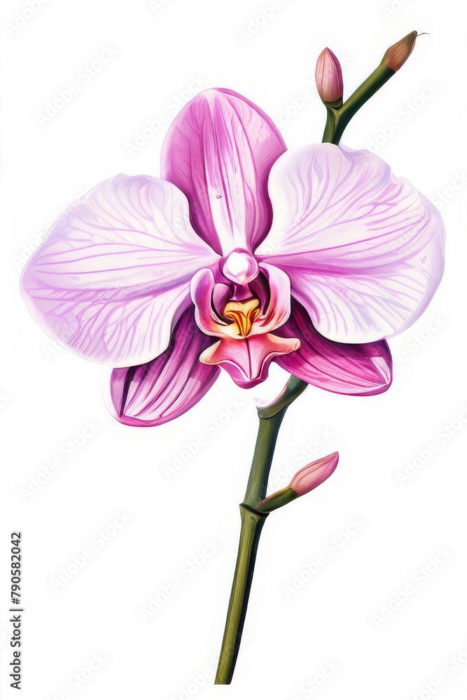 Fototapeta premium Orchid, pink phalaenopsis close-up isolated on white background
