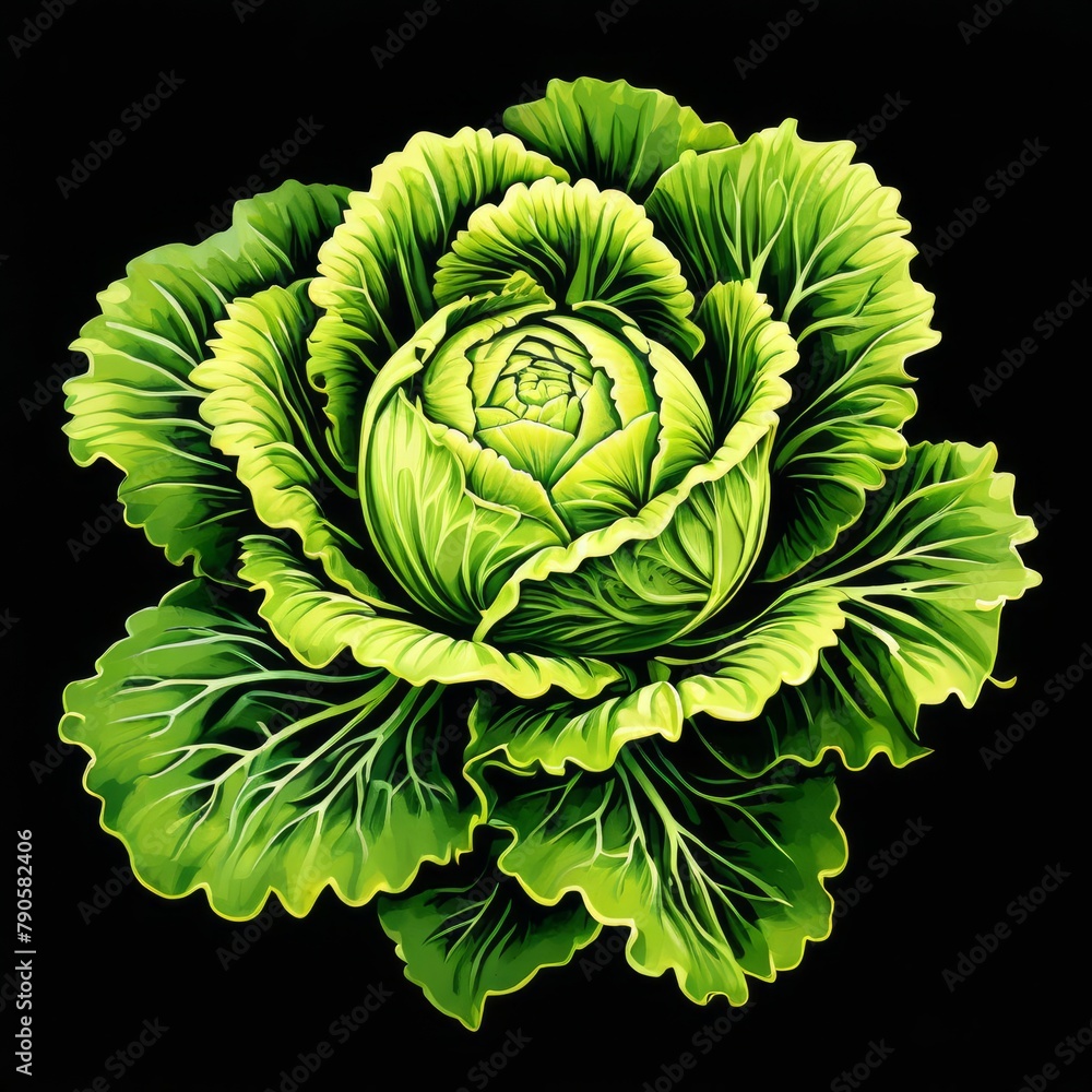 Fototapeta premium Fresh Green Cabbage Isolated on transparent background.