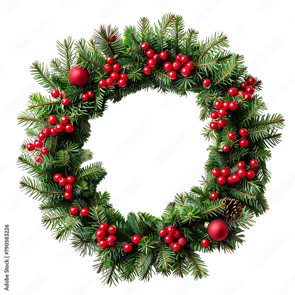 Christmas wreath on isolated transparent background Christmas wreath on isolated transparent background