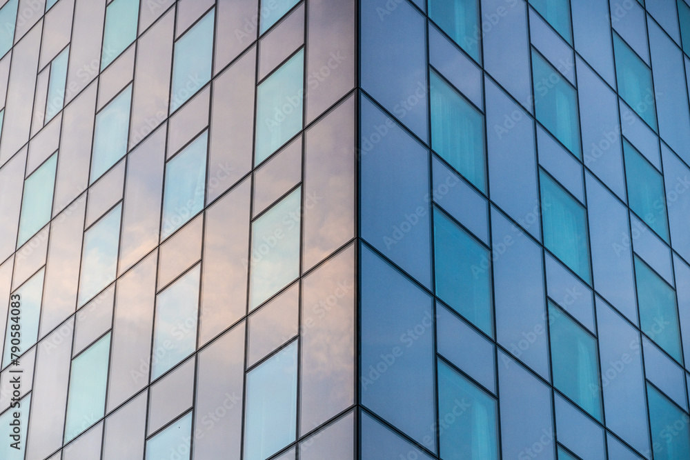 Corner of a glass facade building.