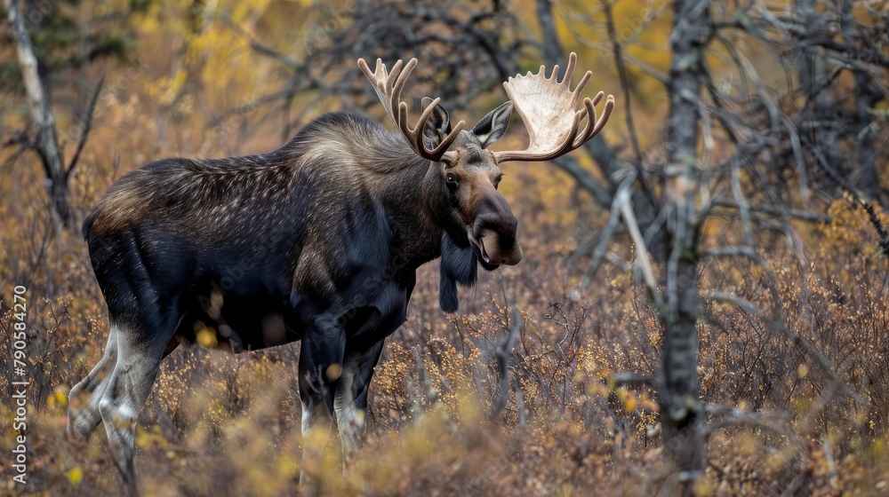 Photographs a moose during the rut, its aggressive posture and powerful ...