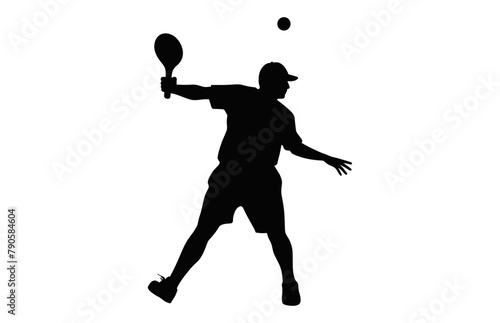 Pickleball Player Silhouette Vector isolated on a white background