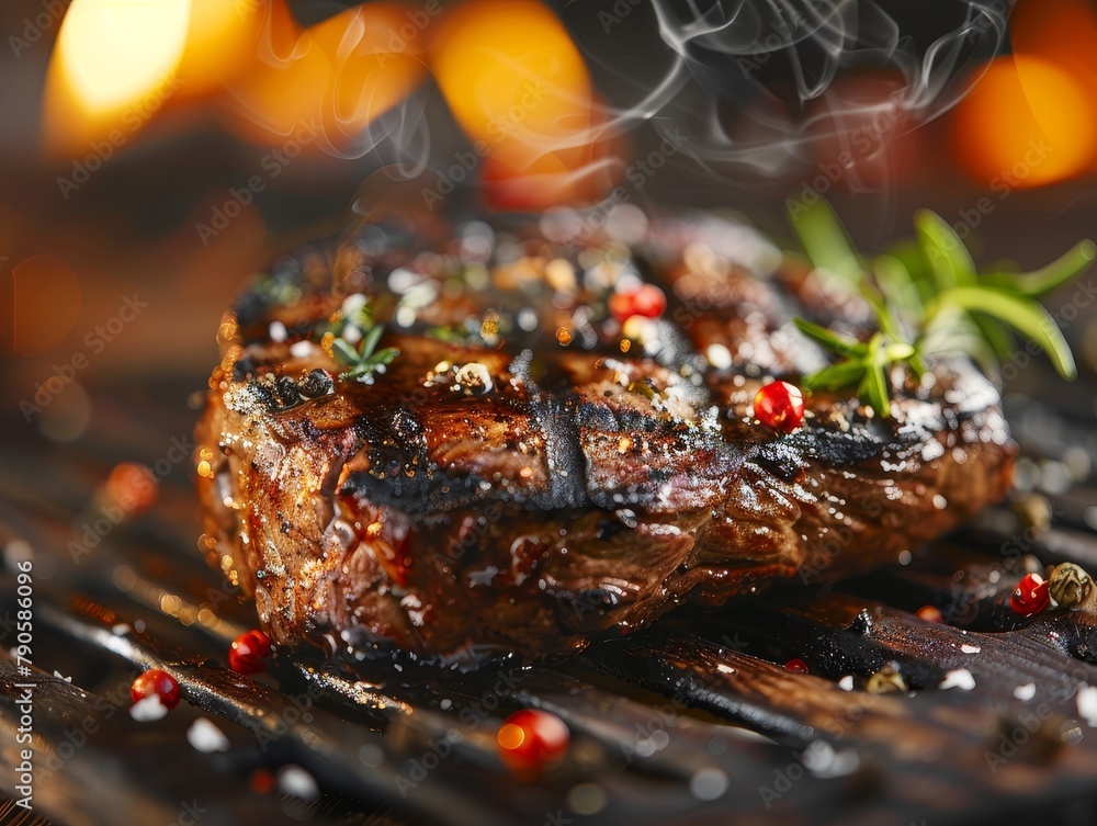 Ribeye Steak Grilled Seared Medium Rare Rosemary Char Grill Marks Juicy ...