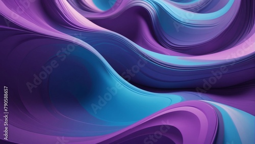 Abstract artwork showcasing blue and purple D flow shapes  creating a mesmerizing liquid wave background.