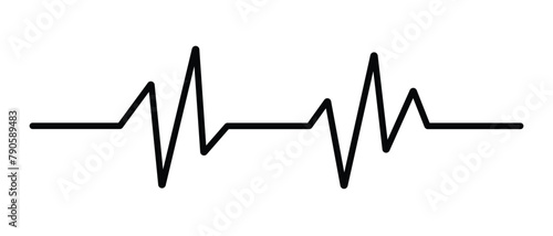 Heartbeat line. Heartbeat line icon on white background. Pulse Rate Monitor. Vector illustration.Heart cardiogram continuous one line drawing minimalism design isolated on white background.