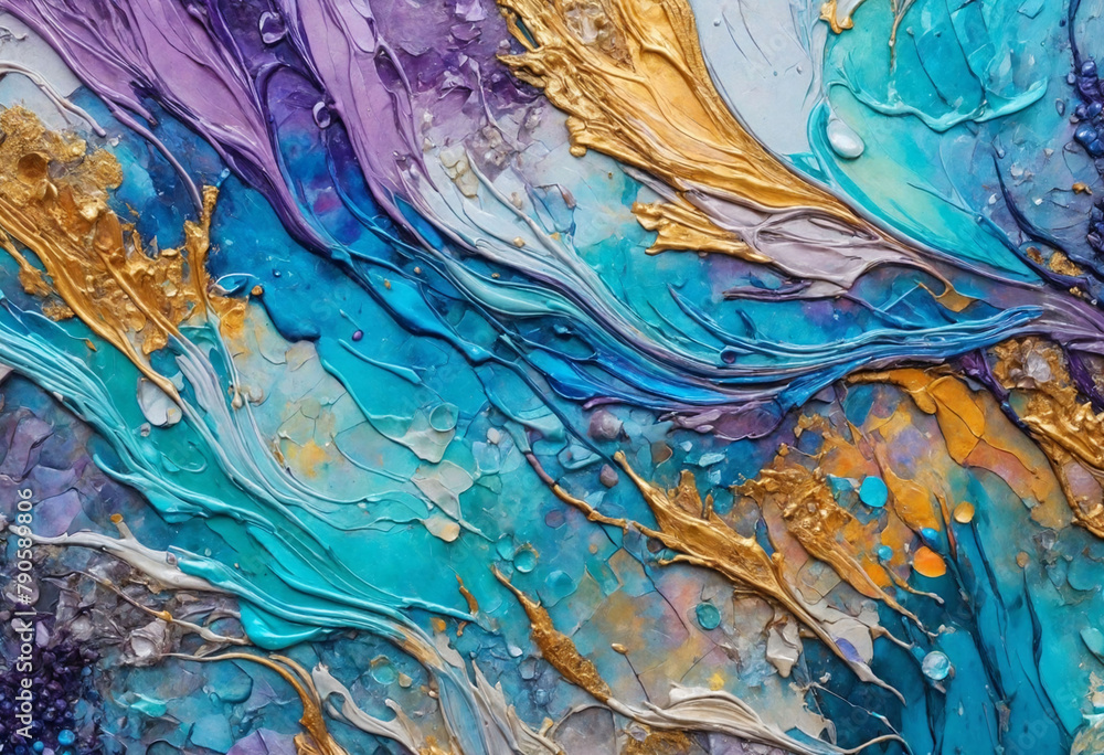 Abstract painting with iridescent colors