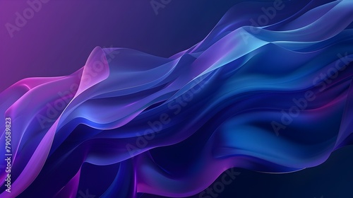 Captivating Gradient Waves Transitioning from Deep Blue to Electric Purple,Creating a Futuristic and Dynamic Digital Artwork