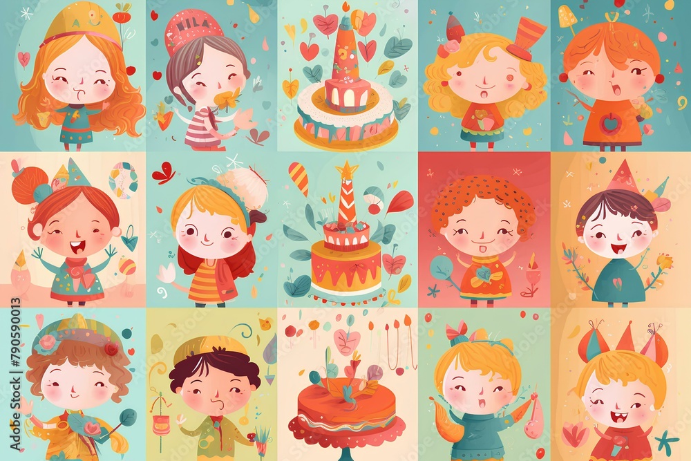 set of cartoon kids made by midjourney set of cartoon kids made by midjourney