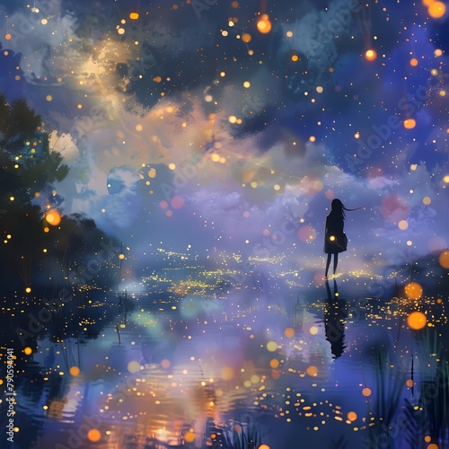 A Journey through the Imaginative Realm Stars Reflected in a Pool of Tears Illuminated by the Fragrance of Memories