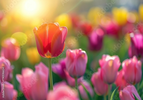 vibrant tulips in the sunlight