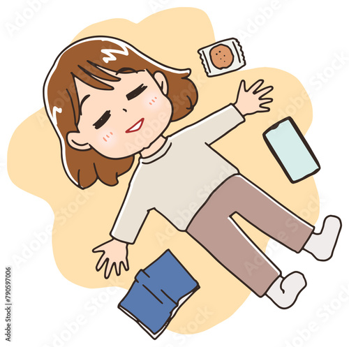 ぐうたら休む女性