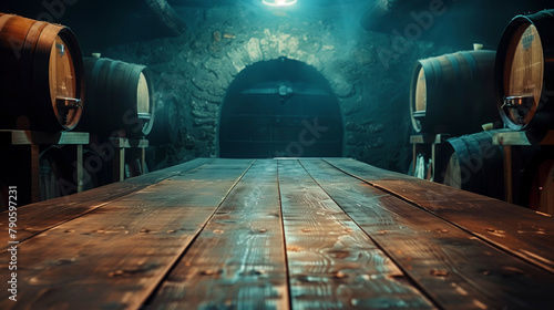 cellar with wine barrels product placement