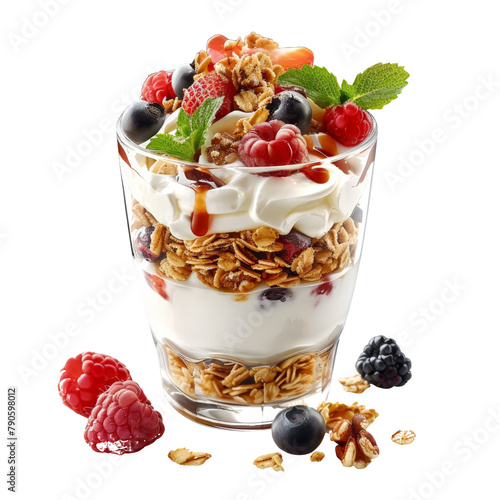 Refreshing Greek yogurt parfait with granola and berries