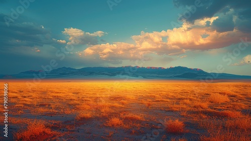 Majestic desert sunset with dramatic lightning under a stormy sky © Vilayat