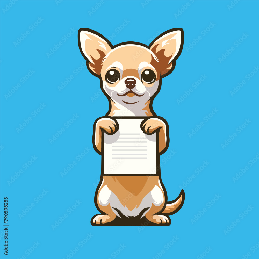 Obraz premium Chihuahua Dog Holding a Whiteboard Vector illustration