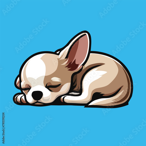 Chihuahua Dog Sleeping Vector illustration