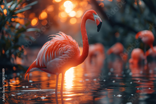 flamingo in the water