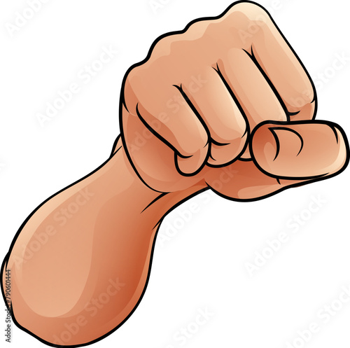 A fist punching from the front front hand knuckles cartoon © Christos Georghiou
