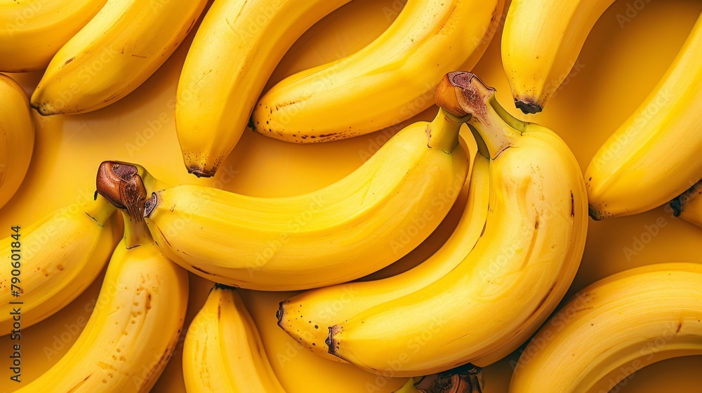 A yellow table holds two bunches of ripe yellow bananas A yellow table holds two bunches of ripe yellow bananas