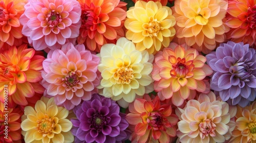   A tight shot of various colored flowers in the image  with their centers concentrated at its heart