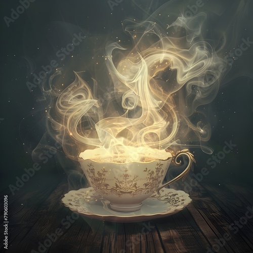 Ethereal Remnants of Forgotten Dreams Swirling in an Antique Teacup