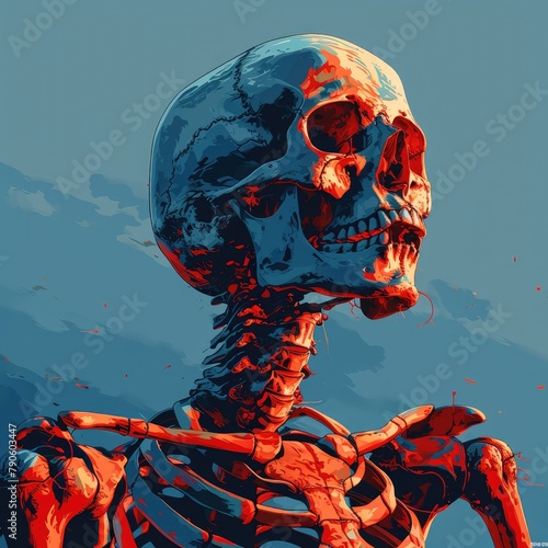 basic illustration, one line design, human skeleton, flat vector illustration