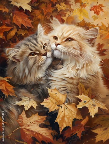 Fluffy Persian Cats Find Comfort in Autumn Grooming Ritual