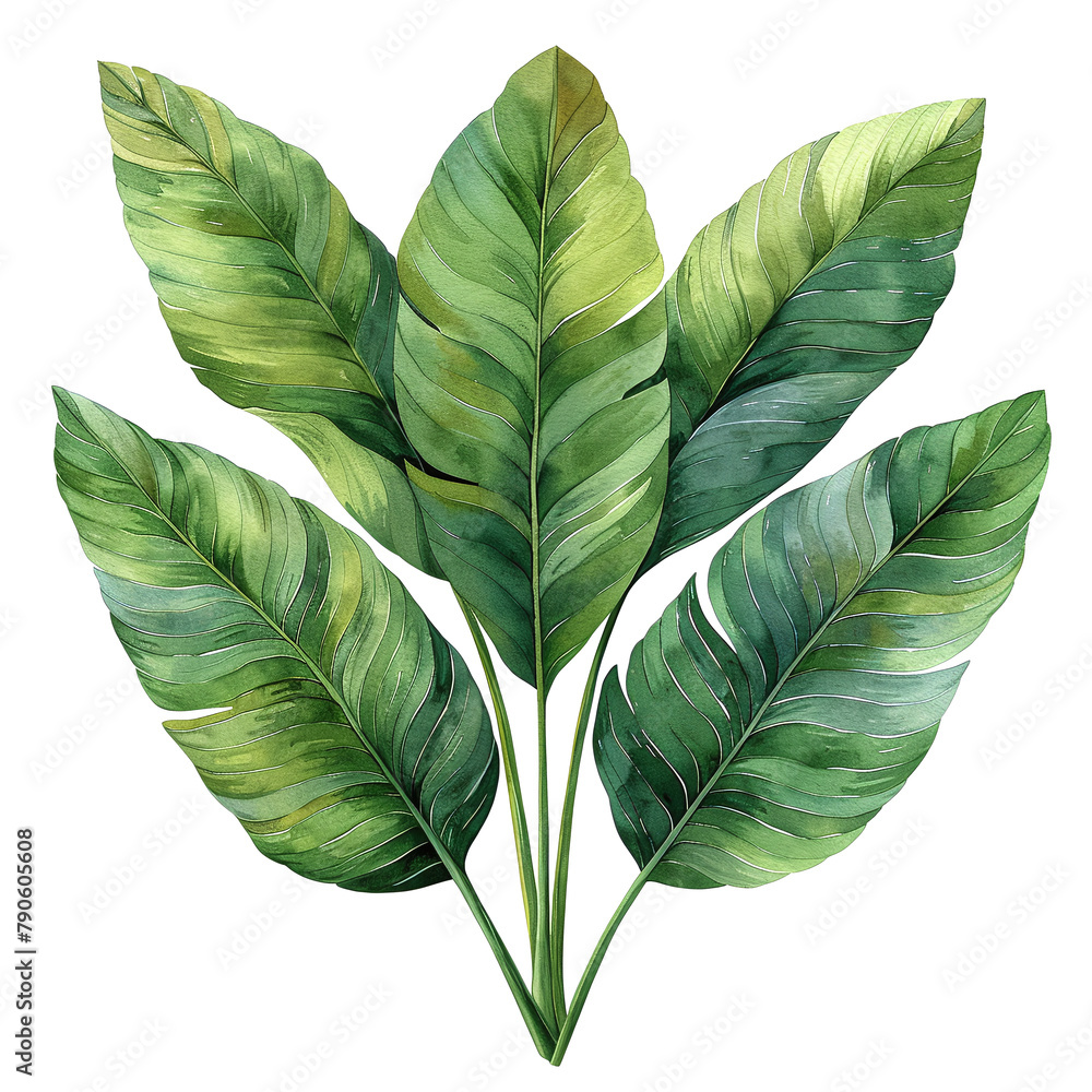 watercolor painting design of a green philodendron leaf isolated on transparent background watercolor painting design of a green philodendron leaf isolated on transparent background