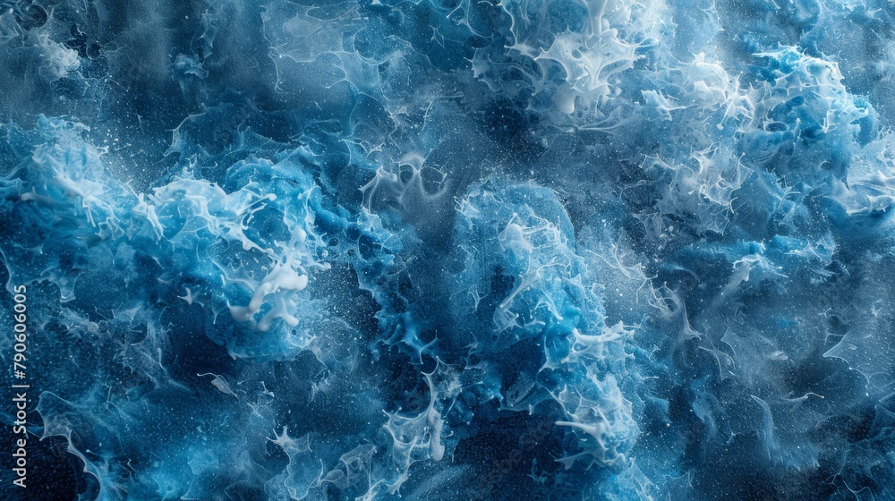 A tight shot of a blue-black dual-toned backdrop, featuring water in turbulent motion at the top and bottom edges A tight shot of a blue-black dual-toned backdrop, featuring water in turbulent motion at the top and bottom edges
