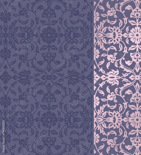 wedding card design, traditional paisley floral pattern , royal India	